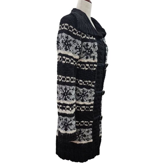 Cocogió Wool Alpaca Blend Knit Cardigan Sweater Size M Black White Made in Italy - Picture 2 of 12